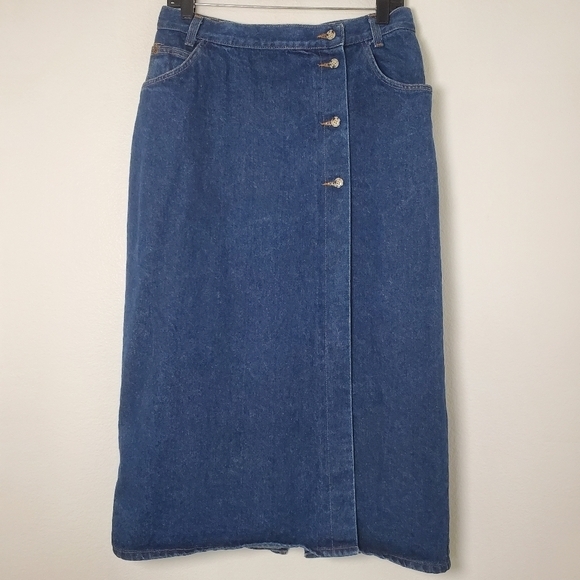 Vivaldi Jeanswear Women's 1980s Vintage Denim‎ Wrap Style Jean Skirt Made In USA - Picture 11 of 11